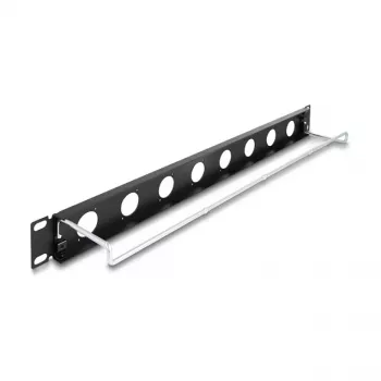 DeLOCK 67059 19-Zoll D-Type Patchpanel mit Zugentlastung, 8-Port, 1HE, schwarz