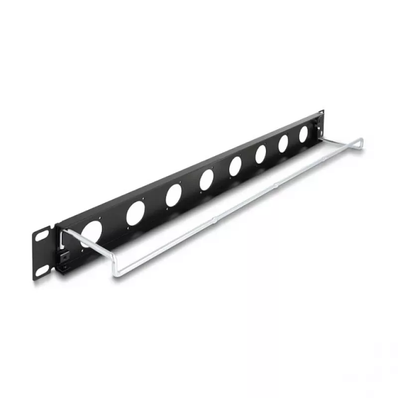 DeLOCK 67059 19-Zoll D-Type Patchpanel mit Zugentlastung, 8-Port, 1HE, schwarz