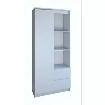 Bücherregal fürs Büro Top e Shop RS-80 BILY BIEL, weiße Spanplatte, 7 Regalböden, 800×350×1800 mm
