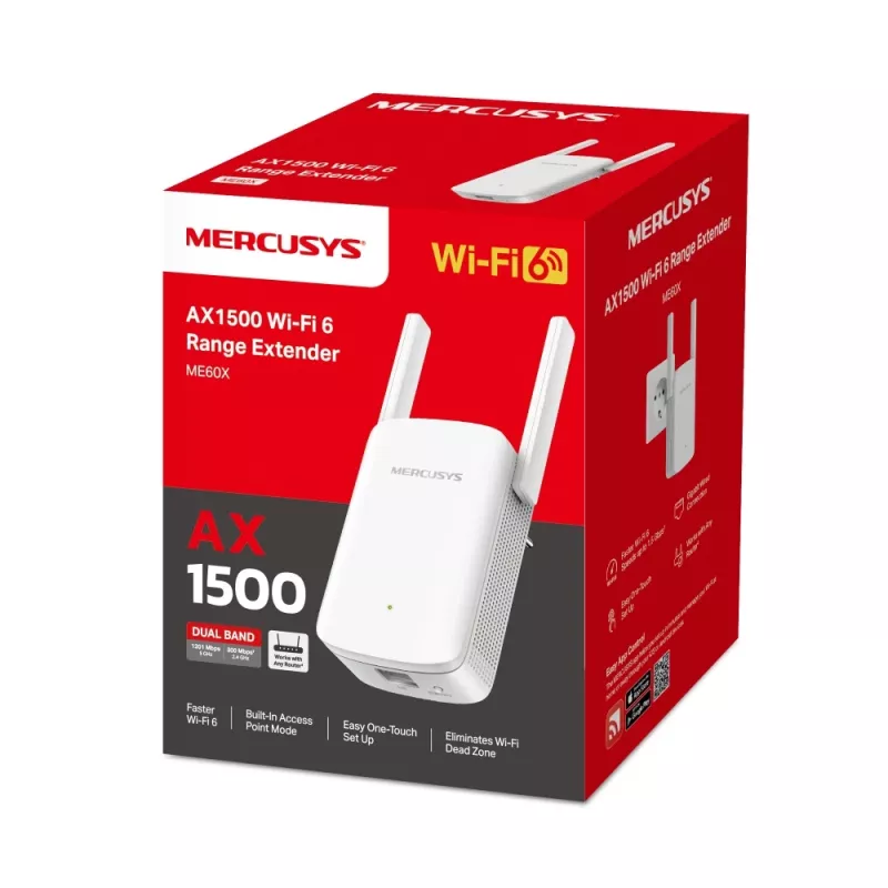 Mercusys Wi-Fi 6 AX1500 Dual-Band Repeater ME60X