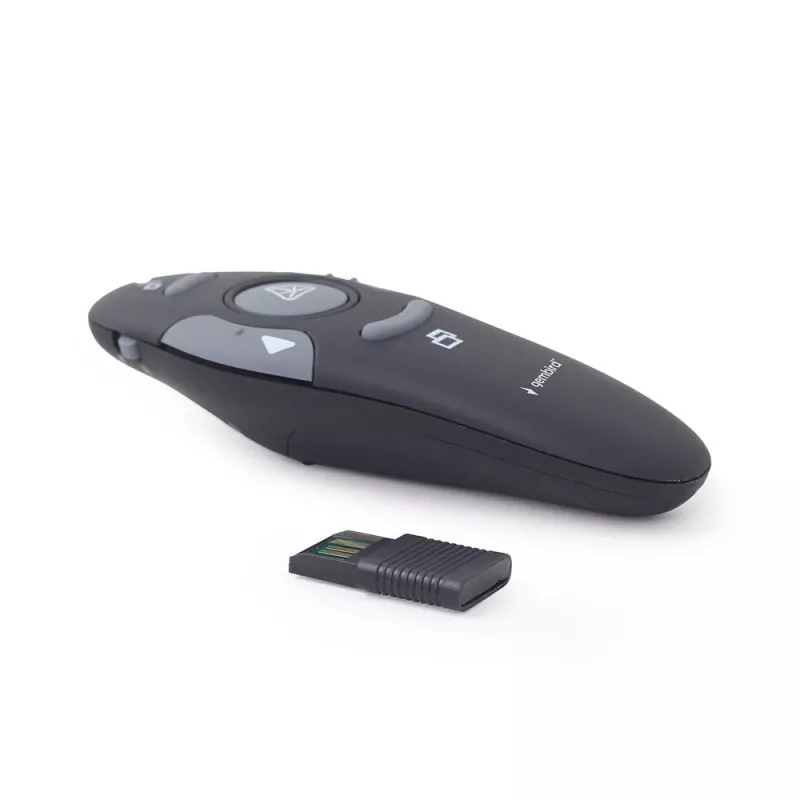 GEMBIRD wireless IR presenter WP-L-11, 4 buttons, 2.4 GHz RF USB receiver, Schwarz, AAA Batterie