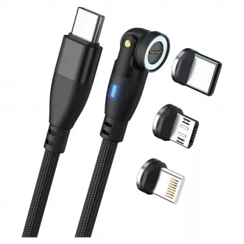 USB-Kabel RealPower MagneticCharge 100 1m USB-C Schwarz