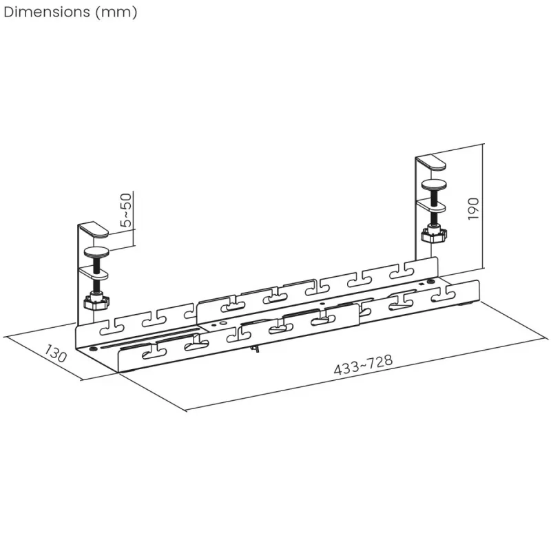 Maclean Kabelorganizer unter dem Schreibtisch, max. Belastung 5 kg, max. 728 mm, weiß, MC-103 W