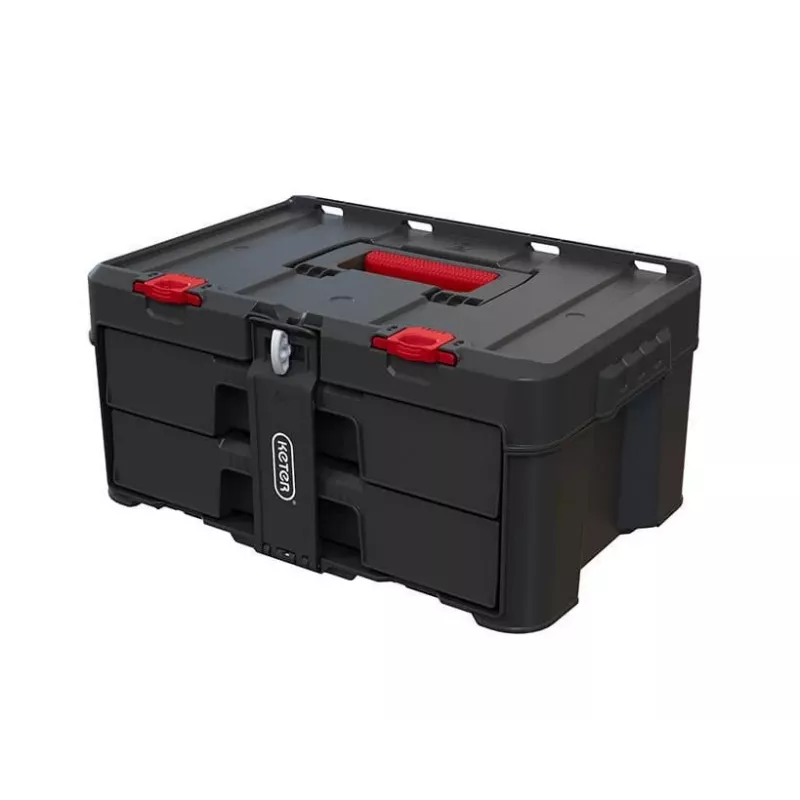 Werkzeugkoffer KETER Stack'N'Roll (17210832/253384) 2 Schubladen Schwarz