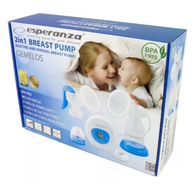 Milchpumpe ESPERANZA ECM003B Elektronisch 150 ml, integrierte Anzeige, blau/weiß, 100–240 V AC