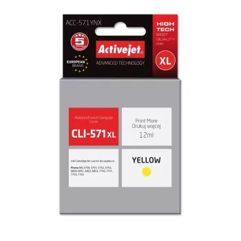 Activejet ACC-571YNX Tinte (Ersatz für Canon CLI-571XLY; Supreme; 12 ml; gelb)