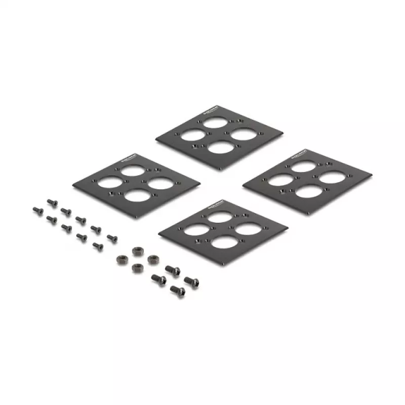 DeLOCK 88195 D-Typ 19-Zoll Patchpanel mit 4 Platten, 16 Ports, 2U, schwarz