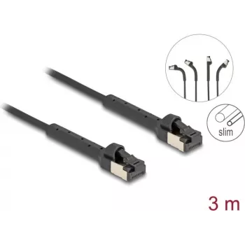 Netzwerkkabel DeLOCK RJ45 schlank Cat.6A U/FTP 3m Schwarz