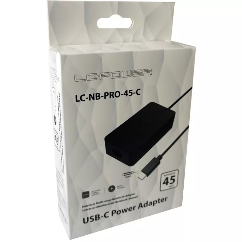 LC Power LC-NB-PRO-45-C - Netzteil - AC 110-240 V - 45 Watt - Schwarz