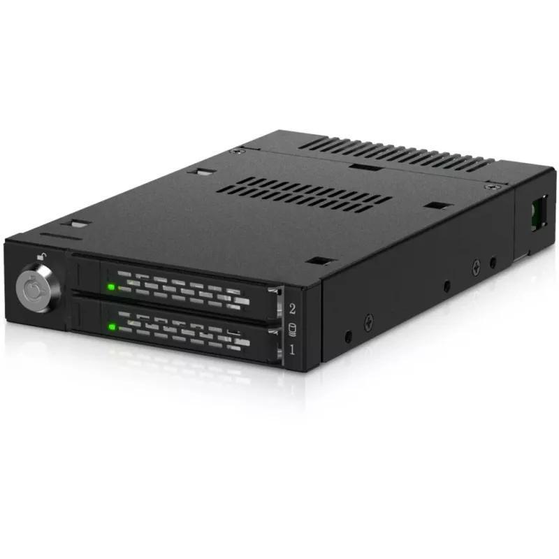 ICY DOCK - ToughArmor - MB834MK-B V2 - 2x M.2 NVMe zu 1x 3,5-Zoll-Schacht Wechselrahmen Metallschlüsselschloss SlimSAS 4i schwarz