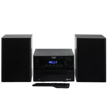Mini Hi‑Fi Stereo System Adler AD 1917 — Bluetooth V5.3, CD/USB/MP3, 2×25 W RMS, UKW-Tuner, 4‑Band-Equalizer, AUX, Schwarz