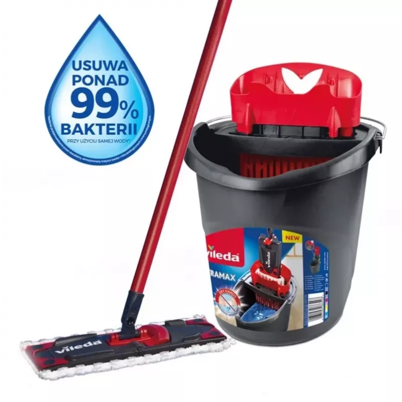 Vileda Ultramax Komplett-Set Wischmopp & Eimer, Grau