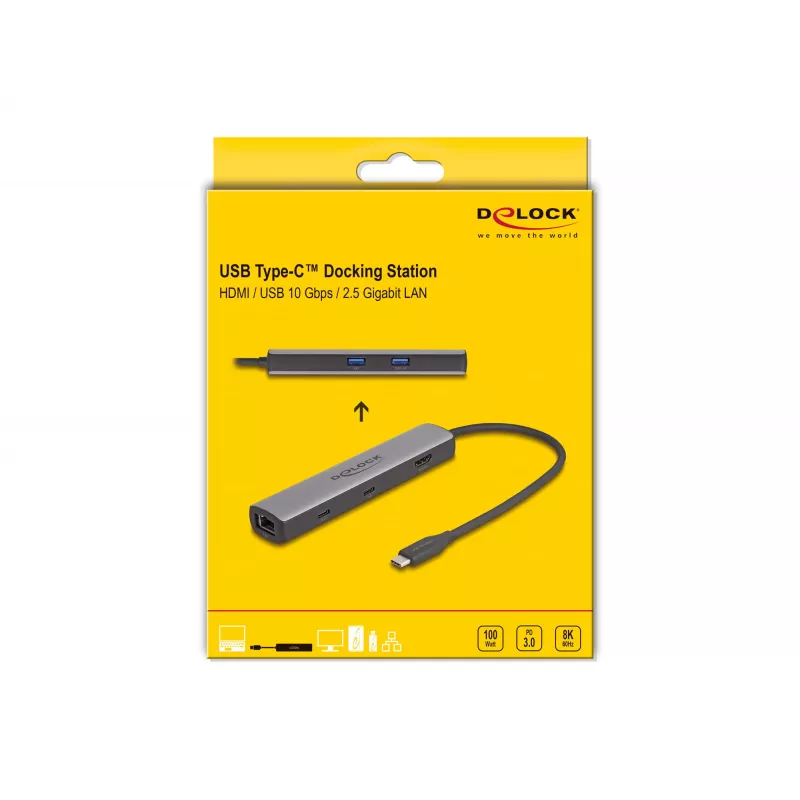 DeLOCK USB Type-C Dockingstation 8K HDMI USB 10 Gbps 2,5 Gigabit LAN PD 100W