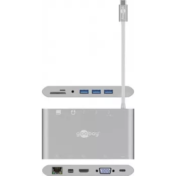 Goobay USB-C™ Multiport-Adapter - All in 1 - Aluminium - Silber (62113)