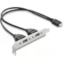 Interne USB Typ-E Key B Adapterkarte DELOCK 67346 — 2× USB-A 5 Gbit/s mit Slotblech