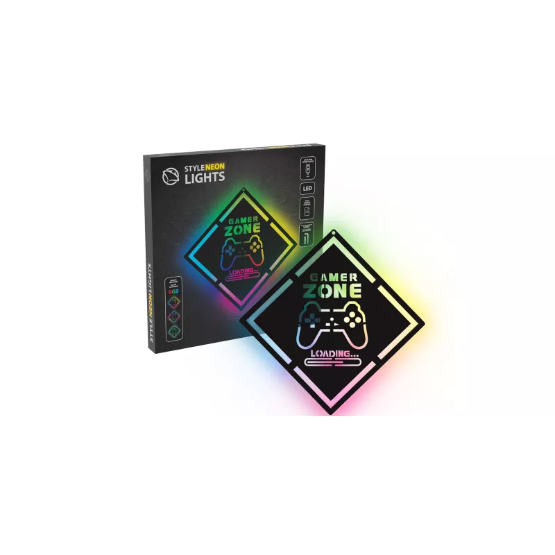 LED-Neon-Schild MANTA MASNL132RGB Style Neon Lights GAMER ZONE, RGB-beleuchtete Wanddekoration