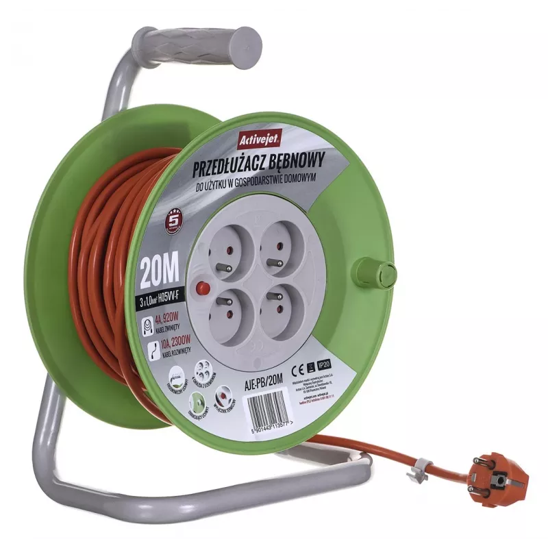 Activejet AJE-PB/20M Kabeltrommel-Verlängerungskabel 20 m