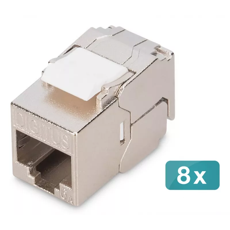 Digitus CAT 6A Kompaktes Keystone-Modul geschirmt werkzeugfreie Montage Anschluss 8 Stück