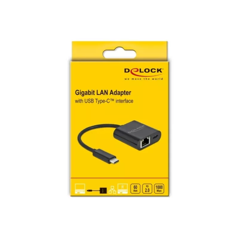 USB Typ-C-Adapter DeLOCK 66644 Gigabit LAN Power Delivery