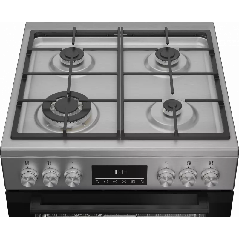 BEKO Herd | FBMA61330GXDT | Kochfeldtyp Gas | Ofentyp Elektro | Edelstahl | Breite 60 cm | Grillen | LED | Tiefe 60 cm | 72 L