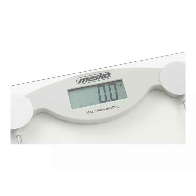 Elektronische Personenwaage Mesko MS 8137 — 150 kg Kapazität, 100 g Genauigkeit, weiß/transparent