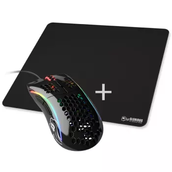 Glorious Model D Gaming-Maus - Schwarz, glänzend + Mauspad - XL