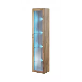Vitrine Cama Meble VIGO 180 — Wandmontierte Glasvitrine, 1800×400×300 mm, Wotan Eiche