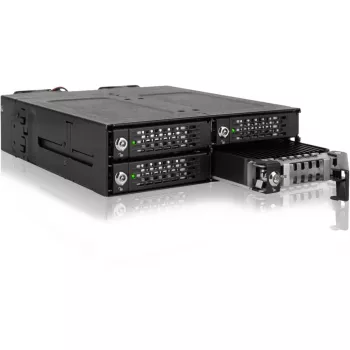 ICY DOCK - ToughArmor MB720MK-B V3 - 4x PCIe 4.0 M.2 NVMe zu 4x OCuLink in 1x 5,25 Schacht mobiler Rahmen Metall schwarz mit Schlüsselsperre (Tri-Mode-kompatibel)