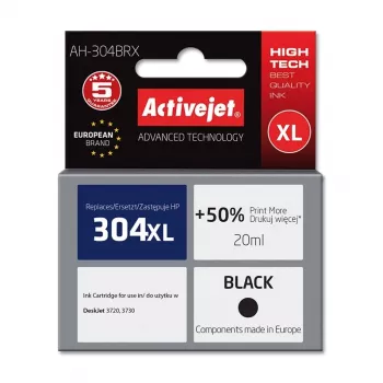 Activejet AH-304BRX Tinte (Ersatz für HP 304XL N9K08AE; Premium; 20 ml; schwarz)