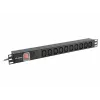 Stromverteilereinheit LANBERG PDU-10I-0200-IEC-BK — 10× C13-Ausgänge, 2 m Kabel, 10 A, 2500 W, schwarz