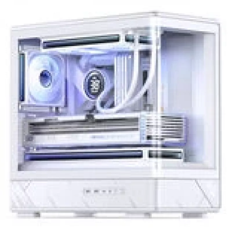 Jonsbo D200 weißes mATX Mid-Tower-Gehäuse mit gehärtetem Glas und Mini Temp-Anzeige