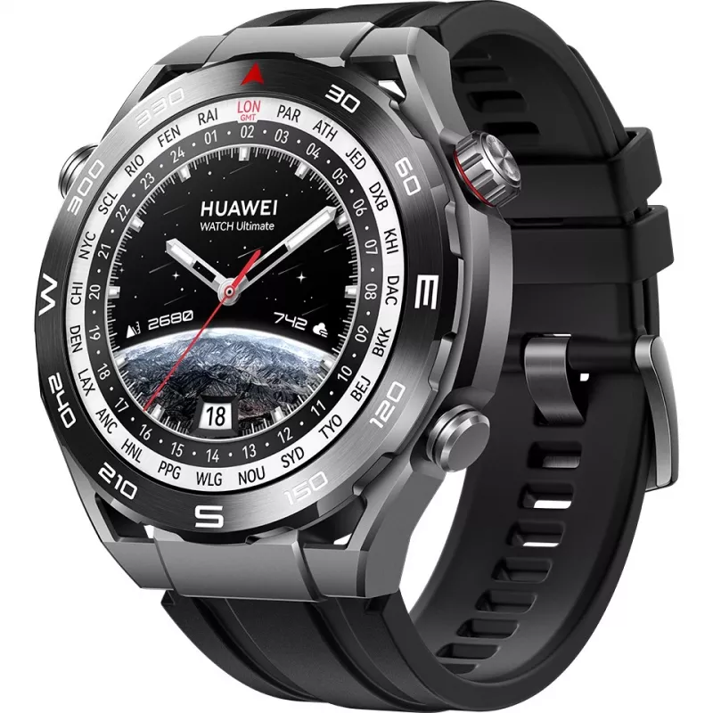 Huawei Watch Ultimate – Smartwatch mit Armband – hydriertes Nitrilkautschuk (HNBR) – Handgelenksumfang: 140–210 mm – Anzeige 3,8 cm (1,5 inch) – NFC, Bluetooth