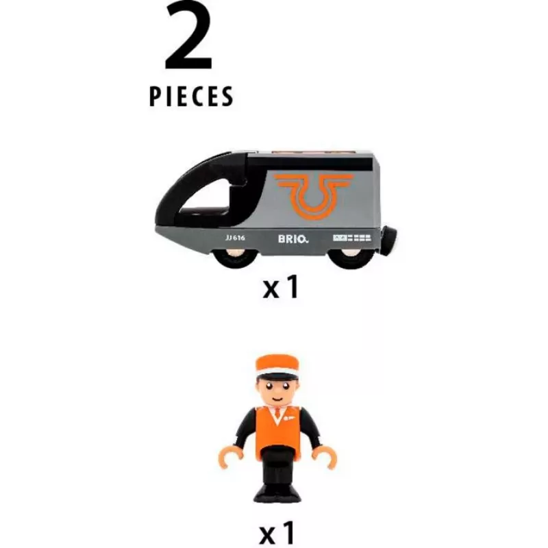 Personenzug BRIO 63604700 orange-schwarz, Holzspielzeugzug-Set, kompatibel mit BRIO-Schienen