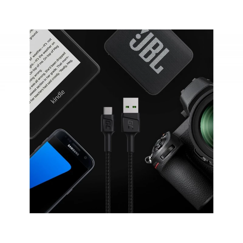 USB 2.0-Kabel Grün Cell KABGC20 — USB A auf Micro-USB B, 1,2 m, Schwarz
