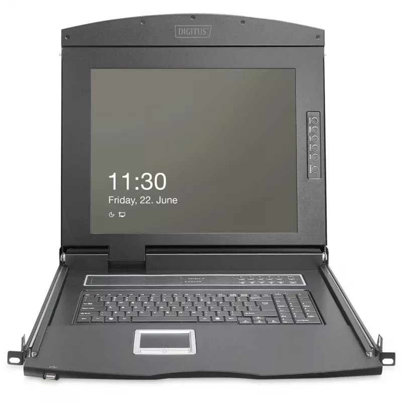 Digitus 19 Zoll HD LCD KVM-Konsole 16-Port HDMI Schweizer Tastatur