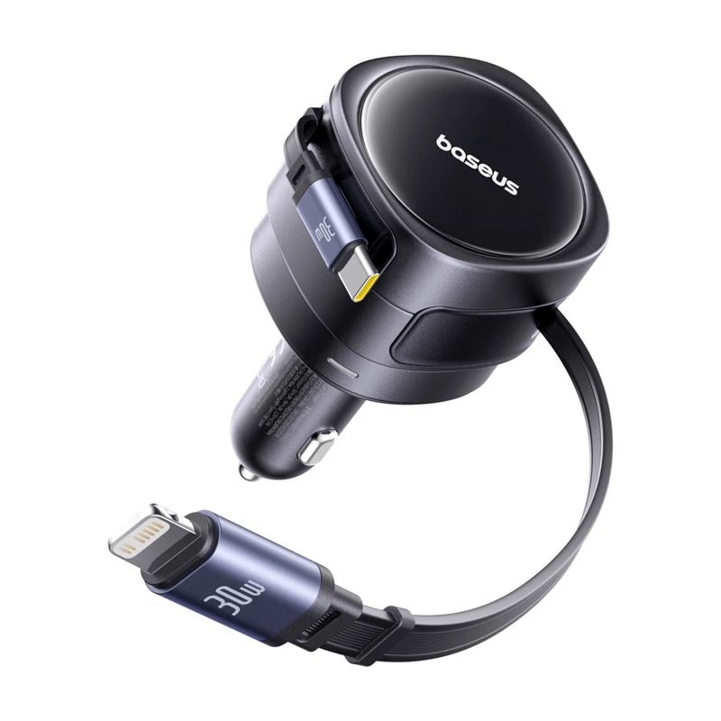 Auto-Ladegerät Baseus Enjoyment Max 60W mit USB‑C- und Lightning-Kabeln, Dual-Port-Schnellladung
