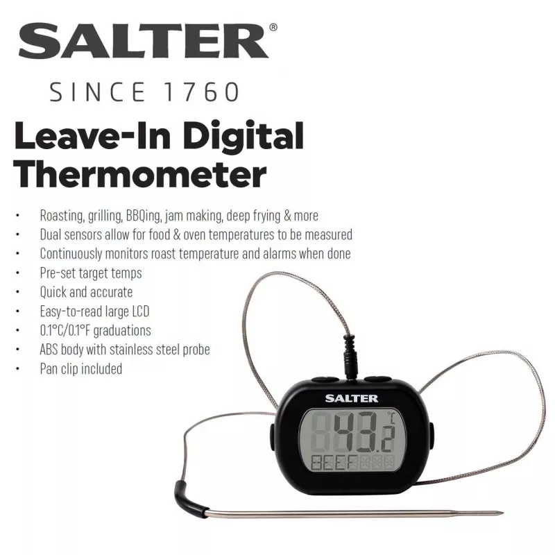 Digitales Instant-Read Leave-In Thermometer Salter 515 BKCR, wasserdicht, für Lebensmittel