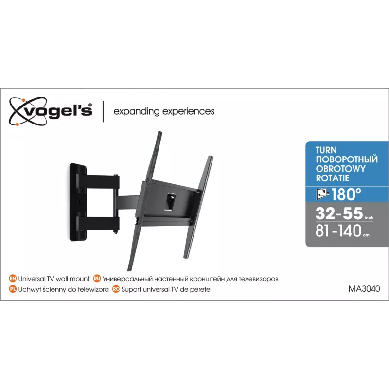 Vogels | Wandhalterung | MA3040-A1 | Vollbeweglich | 32-65 | Maximale Tragfähigkeit 25 kg | Schwarz