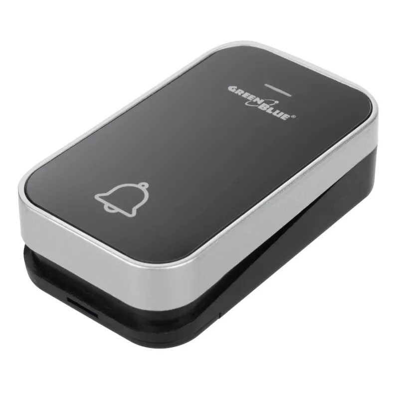 GreenBlue GB157B Kinetic Batteriefreie Funk-Türklingel, Melodien, Schwarz, Reichweite bis 200m, IP44