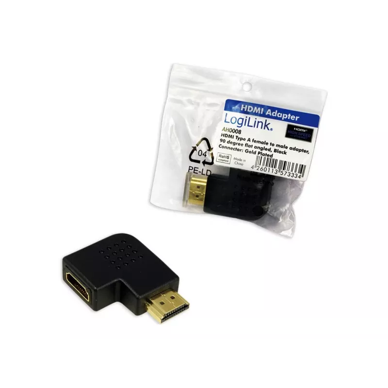 HDMI-Kupplungs-Adapter LOGILINK AH0008 — HDMI auf HDMI, schwarz, vergoldete Kontakte