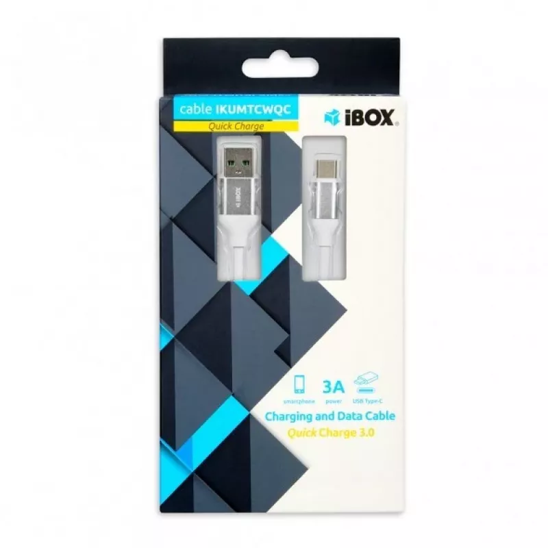 USB-A-auf-USB-C-Kabel IBOX IKUMTCWQC 1,5 m, USB 2.0, 3 A, weiß