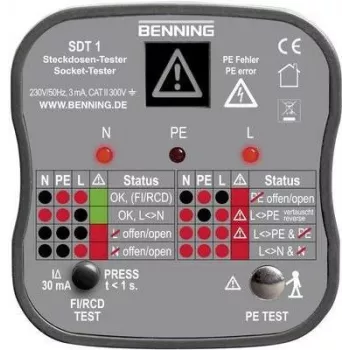 Benning SDT 1 Steckdosentester mit Schutzkontaktstecker (020053)