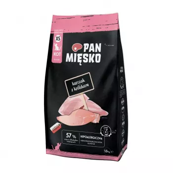 Trockenfutter für Katzen Pan Miesko mit Huhn und Kaninchen XS 1,6 kg — Kleine Bissen, für Jungkatzen, 39 % Protein