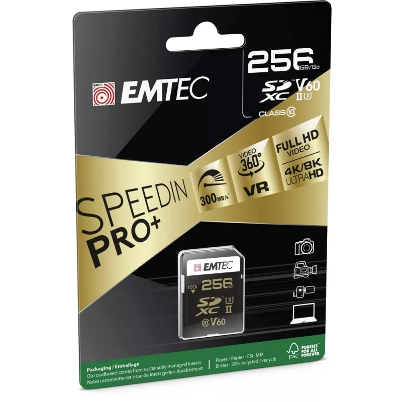 Speicherkarte Emtec 256GB SDXC UHS-II ECMSD256GUHS2V60