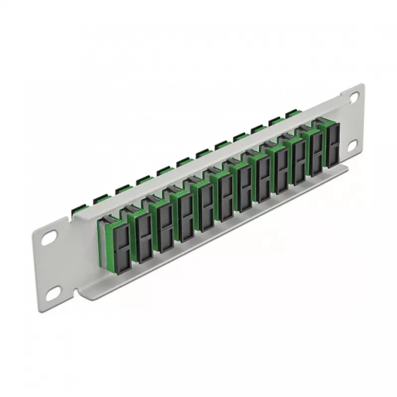 LWL-Patchpanel DeLOCK 10 Zoll 12 Port SC Duplex Grün 1HE Grau