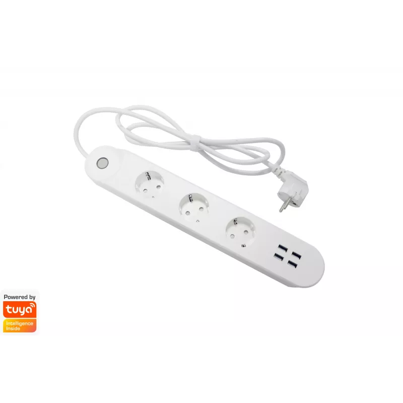 Intelligente Steckdosenleiste Denver SHP-300U 3 AC-Steckdosen Typ E 4 Weiß