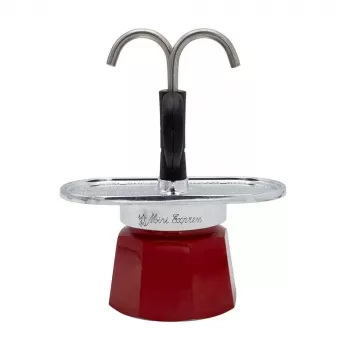 Bialetti Mini Express Magritte Moka-Kanne Rot, Silber