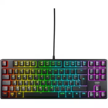 No name K4V2 TKL Tastatur – kompaktes Tenkeyless-Design, kabelgebunden, schwarz, UK-Layout