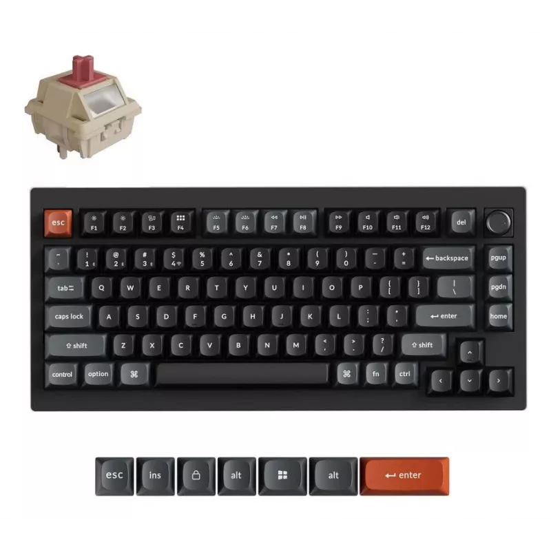 Mechanische 75%-Tastatur Keychron V1 Ultra 8K — QWERTY, Bluetooth & Kabel, RGB, Schwarz
