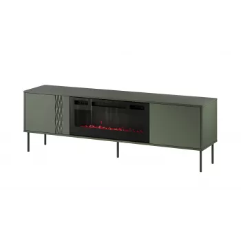 Cama Meble TV-Schrank mit Kamin TRESSE 180x40x54,5 cm — matte grüne Oberseite, Spanplatte